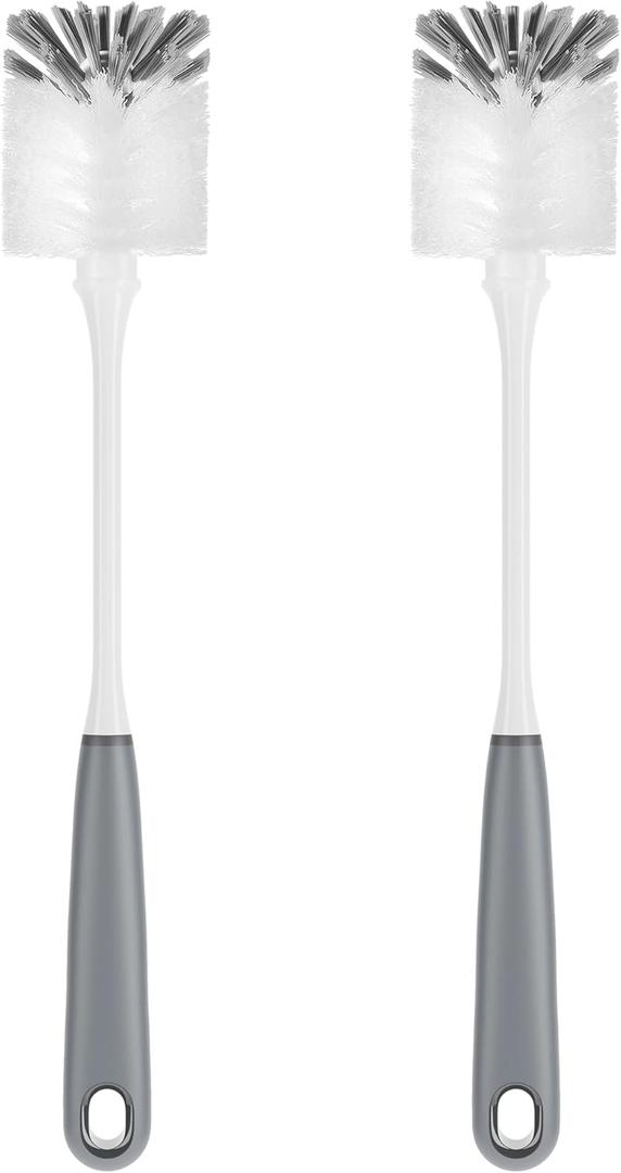 MR.SIGA Long Handle Bottle Brush, Flexible Scrub Brush for Water Bottles, Glasswares, Mugs, Gray, 2 Pack