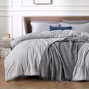 Bedsure Queen Comforter Set - Grey Soft Bedding for All Seasons, Cationic Dyed Bed Set, 3 Pieces, 1 Queen Size Comforter (90"x90") and 2 Pillow Shams (20"x26"+2")
