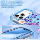 LONTECT for iPhone 17 Pro Max Case 3 in 1 Shockproof Heavy Duty Rugged Hard PC+Soft Silicone Full Body Protective Cover Girls Women Case for Apple iPhone 17 Pro Max 2025 Glow in The Dark Light Blue