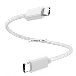 40Gbps USB C Data Transfer Cable 12 inch, White 1FT for Thunderbolt 4 Cable Short, 8K/4K Video Display & 240W PD Fast Charging, Compatible with MacBook, iPhone 17/16, iPad Pro, SSD, Docking and More
