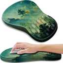 YIWEI Ergonomic Mouse Pad with Wrist Rest - Comfortable Office Mousepad with Memory Foam Wrist Support for Carpal Tunnel Relief, Mouse Pads with Non-Slip Base for Gaming and Home (Forest)