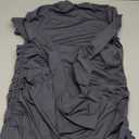 Floerns Women's Ruched Drawstring Long Sleeve Crew Neck Dress Casual Stretch Bodycon Short Dresses (Medium, Grey)