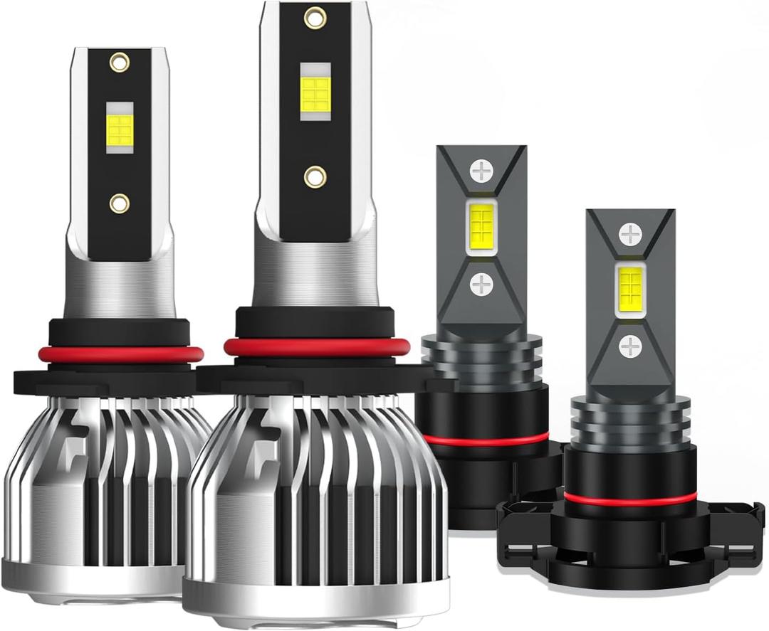 Compatible with GMC Sierra 1500 2014 2015,GMC Sierra 2500HD 3500HD 2015,9012 High/Low Beam h16 Fog Light Bulbs, High Power 6500K White Car Light, Plug & Play, Pack of 4