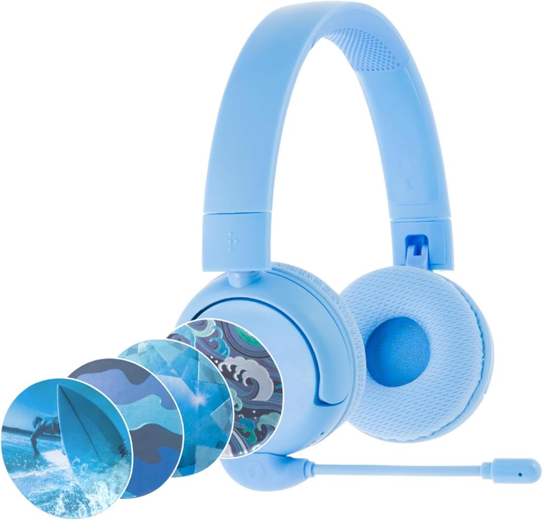 Made for Amazon Bluetooth Kids Headphones with Boom Microphone | Blue