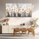 WLWBINTING Large White Flowers Wall Art, Textured Wall Decor, Farmhouse Canvas Prints Decor Artwork for Living Room Bedroom Kitchen Office,Floral Pictures Painting Ready to Hang House Home Decoration, 58"L x 29"W