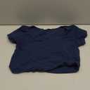 Women's Cotton Crop Tops Short Sleeve Scoop Neck Stretchy Casual Shirt (Large, 011-navy-1)