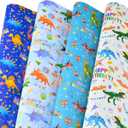 2 x Titiweet Dinosaur Birthday Wrapping Paper, 6 Large Sheets, 39.4 x 27.6 Inches Each, Dinosaur Birthday Gift Wrap