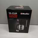 Mueller 12-Cup Drip Coffee Maker - Borosilicate Carafe, Auto-Off, Reusable Filter, Anti-Drip, Keep-Warm Function, Clear Water Level Window Coffee Machine, Kitchen Essentials & Accessories (Black)