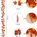 2 x 6ft Fall Maple Leaves Garland with eucalyptus leaves and ferns leaves, Autumn Harvest Garland for Thanksgiving, Halloween, Fireplace, Porch ,Mental and Indoor Outdoor Decoration (2pcs) (Yellow)