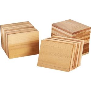 50Pk Cedar Planks for Grilling Salmon, Premium Alaskan Western Red Cedar Wood, Meat Fish and Veggies. Adding Extra Smoke and Flavor, Soaking Fast, Cedar Grilling Planks for Clearance(5.5"X3.5")