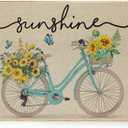 Decorhua Sunshine Welcome Door Mat, Seasonal Summer Bicycle Decorative Doormat Non-Slip Rubber Rugs Outdoor Switch Entrance Floor Mats DM148