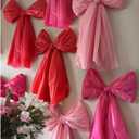 Valentines Day Decorations - Set of 6 DIY Giant Wall Bows - Hanging Valentine Bow Decor for Tree Door Window - Cute Items for Home Room Kitchen Classroom Bedroom Party Office Decoration