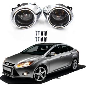 munirater 1 Pair of Clear Lens Driving Fog Lights Bumper Lamps with Bulbs Replacement for Fo-cus S/SE/SEL/Titanium 2012-2014 models