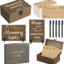 Celebration of Life Guest Book Share a Memory Decorations for Funeral 100 Pcs Funeral Cards 2 Wood Sign with 4 Hold 1 Keepsake Box with 5 Pen for Memorial Service(Brown,Leaf)