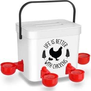 Tgeyd Chicken Waterer - Chicken Water Feeder with 4 Water Cups - Automatic Chicken Waterer No Waste - Poultry Waterer with 2 Gallon for Chickens Ducks and Goose