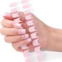 2 x French-Inspired 20pcs Semi Cured Gel Nail Strips - Salon-Grade DIY Wraps with Glaze Texture, Easy Application, UV Light Required for Classic Nails