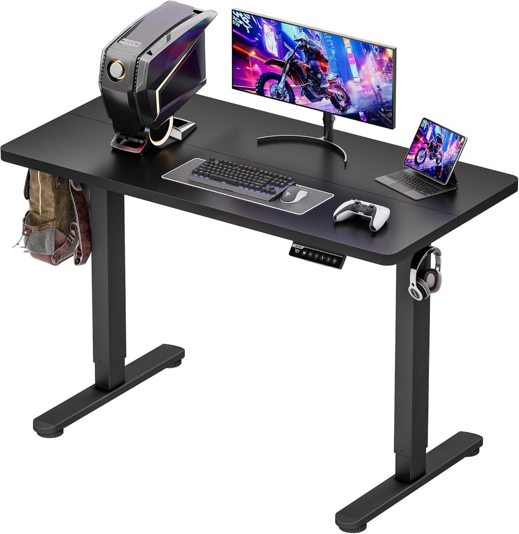 Standing Desk Electric Adjustable Computer Desk-Stand up Desk Office Gaming Home Office Memory Desks 48x24 inches Black, 47.2*23.6 Inch