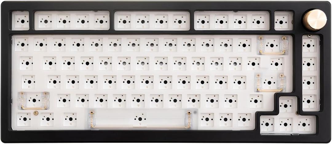 GK GAMAKAY SN75 75% Mechanical Keyboard Kit, VIA Programmable Hot Swap Tri-Mode Bluetooth/Type-C/2.4G Wireless RGB Customized Keyboard Kit, PCB Mounting Plate EVA Sound Insulation Mat (Black)