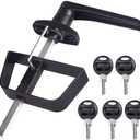 Shed Door Latch L-Handle Lock Kit with 5 Keys,BTEOBFY 7-1/2" Stem Storage Barn Shed Door Hardware Lock Set for Playhouses, Chicken Coops,Camper (Black)