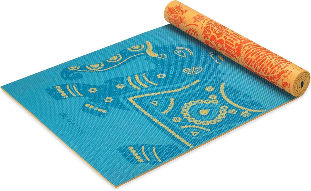 Gaiam Yoga Mat - Premium Print Reversible Extra Thick Non Slip Exercise & Fitness Mat for All Types of Yoga, Pilates & Floor Workouts