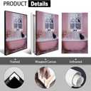 Halloween Pink Ghost Bubblebath Canvas Posters Bathroom Cute Ghost Black Cat Wall Art Goth Dark Academia Bubblebath Prints Painting For Living Room Bedroom Wall Decor 16x24in Unframed (16L" x 24W", Multi 14)