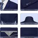 Cooper & Nelson Men's Suit Slim Fit, 3 Piece Suits for Men, One Button Solid Jacket Vest Pants with Tie, Tuxedo Set (XX-Large, Navy)