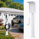 Outdoor EV Charger Pedestal for Tesla & J1772 Charger,Weatherproof,Protect,Heavy Duty,Corrosion Resistant,Easy to Install,White