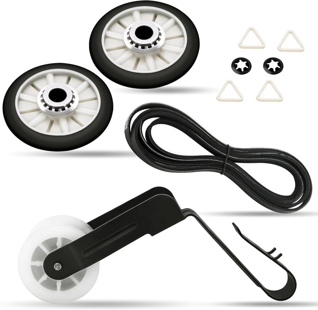 WED4616FW0 WED4800XQ1 Dryer Roller Belt Kit, Fit for Whirl-pool WED4800BQ1 WED4800XQ0 WED4750XQ0 WED4700YQ0 WED4800XQ2 WED4750XQ1 WED5000DW1-349241T Drum Roller Kit, 341241 Belt, 691366 Idler Pulley