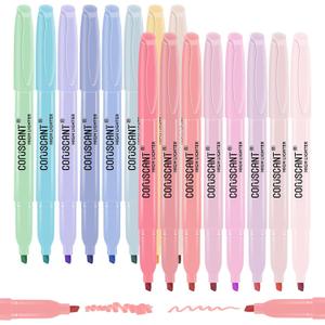 coruscant Pastel Highlighters Set, Assorted Colors Chisel Tip Cute Bible Highlighters, No Bleed Dry Quickly, for Journal Bible Study, Perfect for thin paper, School Office Supplies, 16 Pack