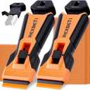 REXBETI Razor Blade Scraper Tool, 2 Pack Razor Scraper with Extra 314Pcs Razor Blades -14Pcs Metal and 300Pcs Plastic Blades, Cleaning Scraper Tool, Cooktop, Paint, Glass Scraper