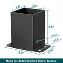 SPACEEUP 4x4 Post Base 10 Pcs, Inner Size 3.6"x3.6" Post Base Brackets, Heavy Duty Powder-Coated Post Anchor Matte Black Wood Post Brackets for Pavilion Deck Railing Support Deck Base Plate