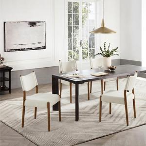 KISLOT Upholstered Dining Chairs Set of 4, Solid Wood Armless Kitchen Chairs with Soft Polyester Fabric, Modern Dining Room Seating, Linen