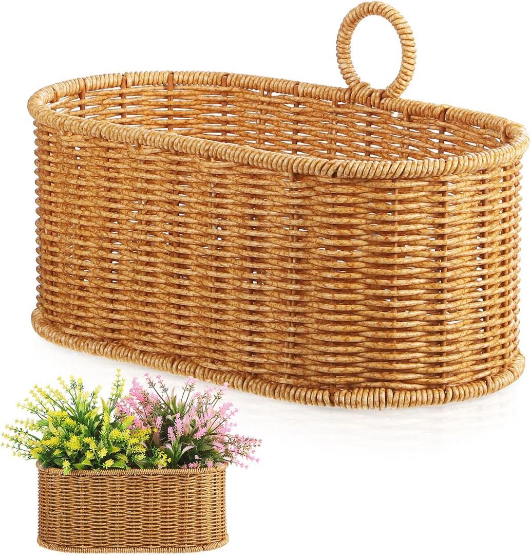 Kichvoe Wall Mounted Storage Basket Plastic Hanging Basket for Kitchen Balcony Bathroom 6.1X6.7X6.1 Inch Wall Hanging Organizer for Vegetables Fruit and Small Items