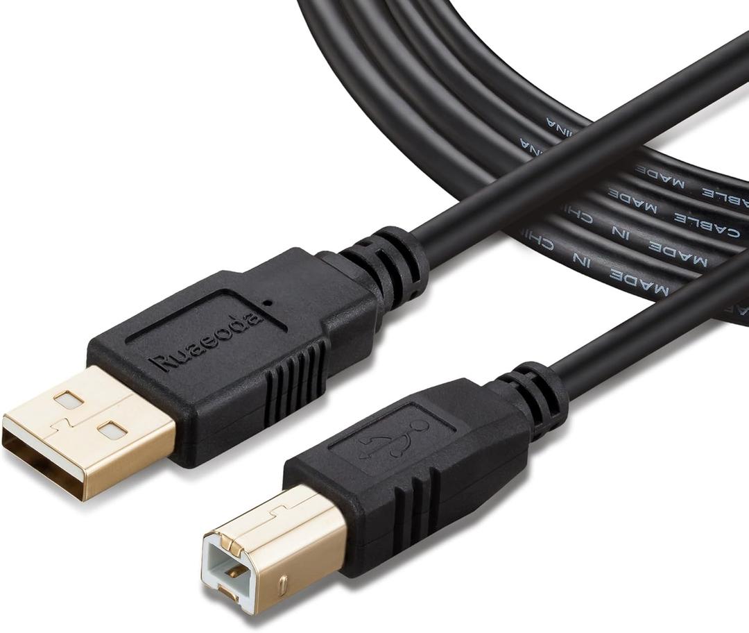50 ft USB 2.0 Printer Cable - Type A Male to B Male, Compatible with HP, Canon, Epson, Lexmark, Dell, Xerox, Samsung (black)