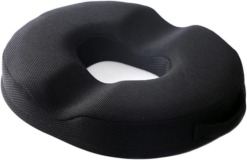 JEMA Orthopedic Donut Pillow for Tailbone Pain Relief - Memory Foam Coccyx Cushion for Sciatica, Pregnancy, Postpartum, Office Chair & Car Seat, Ergonomic Design with Removable Cover (Black) (Mesh Black)
