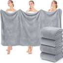 4 Pack Bath Sheets 40 x 80 Inch Jumbo Extra Large Towels Set Oversized Quick Dry Coral Fleece Absorbent and Soft Lightweight Towels for Home Gym Travel Beach Spa Pool Hotel (Light Gray)