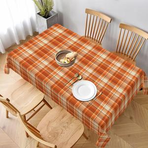 BETGINY Fall Tablecloth 60x84 Inch Rectangular Autumn Thanksgiving Plaid Table Cloth Wrinkle Resistant Rustic Tablecloth for Holiday Kitchen Dining Room Party Indoor Outdoor