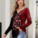 Zeagoo Long Sleeve Shirts for Women Fall V Neck Tops Casual Dressy Blouse Boho Tunic Business Work Clothes School Outfit (XXXL)