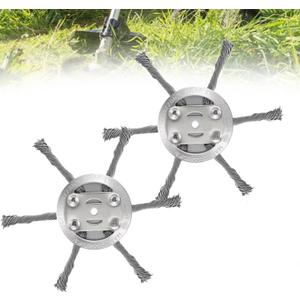 2PC Steel Wire Grass Trimmer Head,6 Inch Wire Weed Trimmer, Trimming Head for Weed Eater, Steel Cord Brush Cutter Trimmer Replacement with Most Lawn Mower