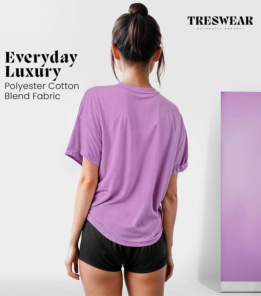 COMBEME Women's T Shirts Loose Fit Oversized Short Sleeve Crew Neck Raw Edge Cute Casual Summer Tops Tees Size XL