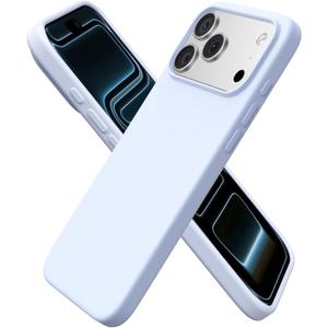 ORNARTO Compatible with iPhone 17 Pro Max Case 6.9", Slim Liquid Silicone 3 Layers Soft Gel Rubber Shockproof Protective Cover with Anti-Scratch Microfiber Lining-Baby Blue