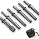 7 Pack Air Rivet Hammer Tools Kit, Pneumatic Rivet Set with 6 Heavy-Duty Bits & Spring, Heat-Treated Carbon Steel, 0.401" Shank, Compatible with Most Air Hammers