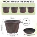 Large-Planter-Indoor-Outdoor Plant Pots, 16 inch 4 Pack Plastic Flower Pots with Saucer And Drainage Holes, Modern Garden Planters For Planting Medium Large Plants Decorative Resin Garden Pots