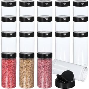 Kifmurase 20 Pcs Plastic Spice Jars Containers, 16 oz Spice Bottles Clear Reusable Large Empty Seasoning Jars with Shaker Lids for Kitchen Storage Seasoning Powder Cabinet