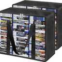 DVD Storage Bags, 2 Pack Blu-ray DVD Storage Cases Holder, Highly Clear Video Game Storage Bags, Plastic Media Organizer Holds Up 70 DVDs, 90 Blu-ray Cases, 120 CDs (Each)