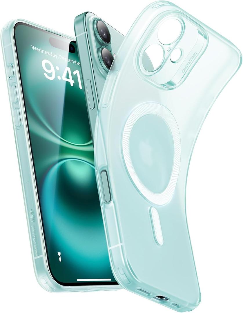 ESR for iPhone 16 Case, Compatible with MagSafe, Camera Protection, Shockproof Thin Cover, Resists Yellowing and Scratches, Magnetic Phone Case for iPhone 16, Zero Series, Frosted Green-MagSafe