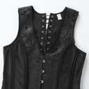 Men Dress Waistcoat Vintage Corset Vest Lace Up Boned Black Formal Tops Wedding Stage (Black, XXL)