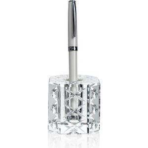 QFkris Fancy Crystal Single Pen Holder for Desk, Glass Fountain Pen Stand, 2.2" Feather Pencil Holder for Office Desktop Decoration, Gift for Man Woman Students Teachers Father Boyfriend