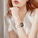 V-MORO Resin Bands Compatible with Apple Watch Series 11/10/9/8/7 45/46mm Rose Gold Buckle Lightweight Fashion Strap Bracelet for iwatch Series SE/6/5/4/3/2/1(Buttercream,42/44/45/46/49mm)