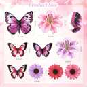 9 Pcs Summer Wooden Flowers Butterflies Table Decor Farmhouse Tiered Tray Decor Rustic Wood Table Centerpieces for Wedding Home, Kitchen, Mantel, Graduation Teacher Gifts(Pink and Purple)